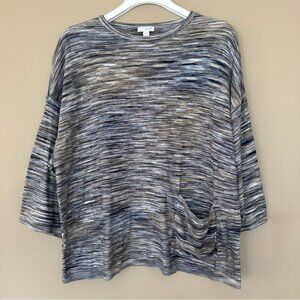 Pure Jill by J. Jill Women S Oversized Boxy Top 3/4 Sleeve Lagenlook Space Dye